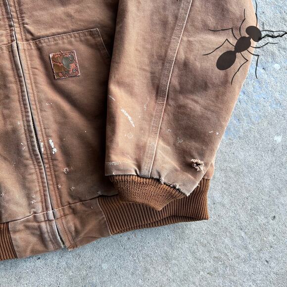 Y2K painted brown carhartt hooded work wear jacket - Picture 5 of 13